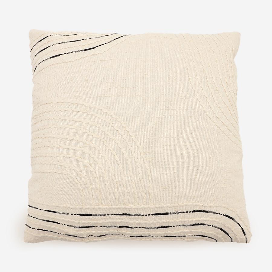 Fringe Line Cushion Cover 45cm White & Black
