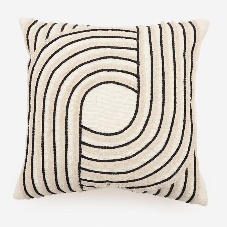 Fringe Curve Cushion Cover 45cm White & Black