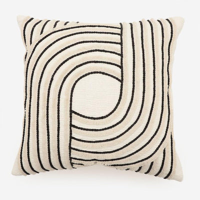 Fringe Curve Cushion Cover 45cm White & Black