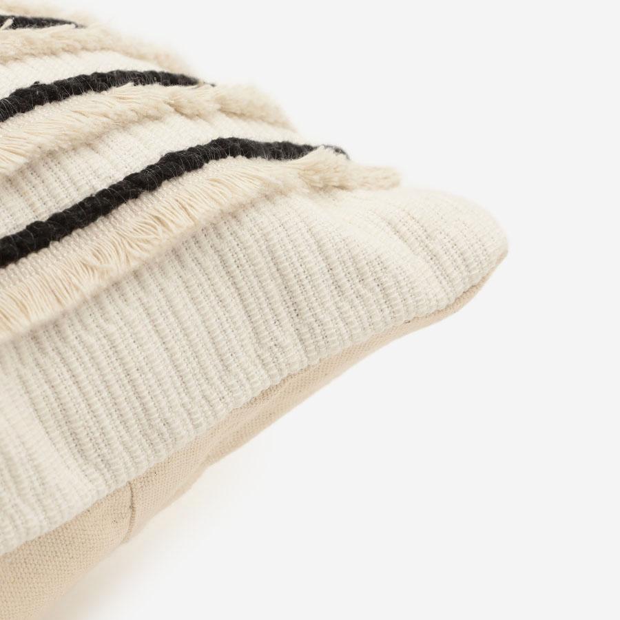 Fringe Curve Cushion Cover 45cm White & Black