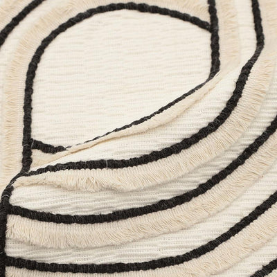 Fringe Curve Cushion Cover 45cm White & Black