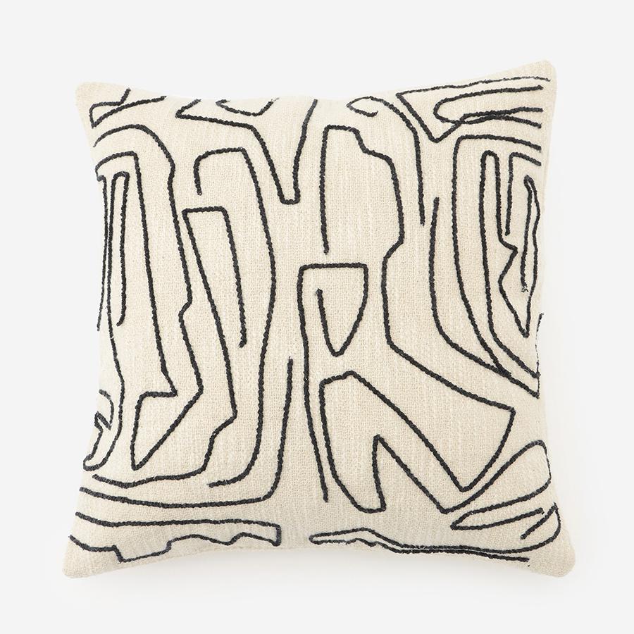 Oura Cushion Cover 45cm White & Black