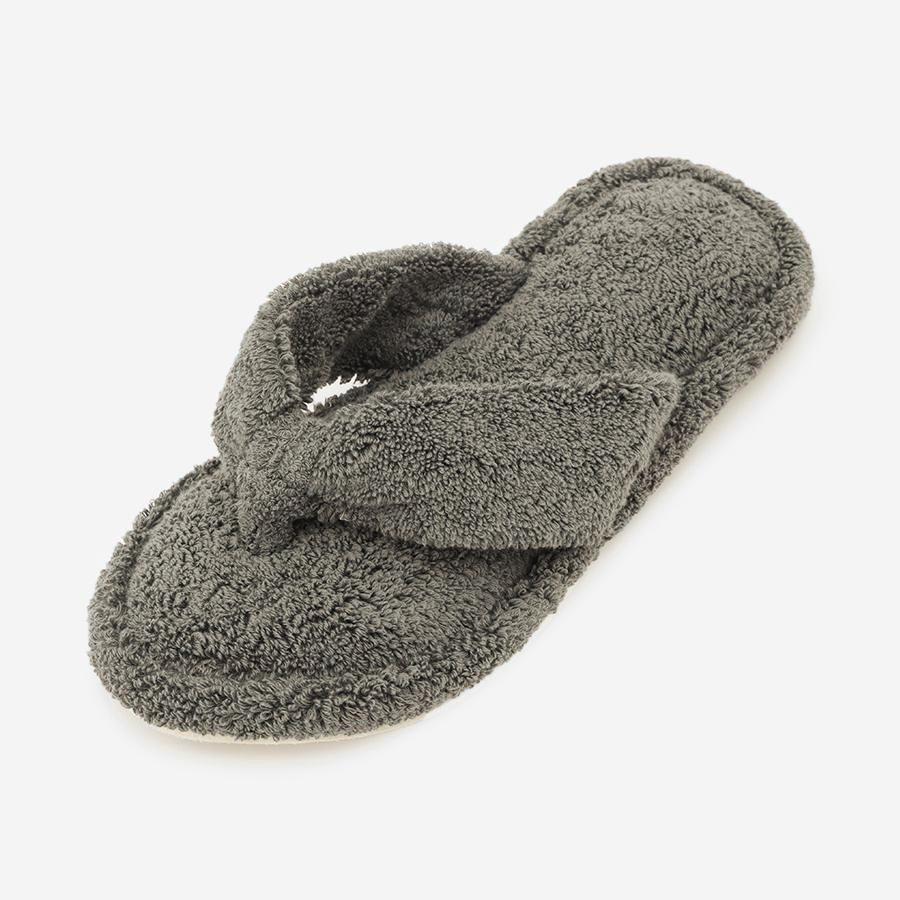 Cotton Pile Room Slippers Large Charcoal Grey