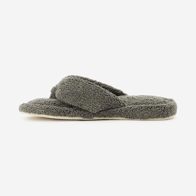 Cotton Pile Room Slippers Large Charcoal Grey