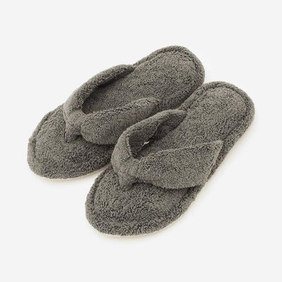 Cotton Pile Room Slippers Large Charcoal Grey