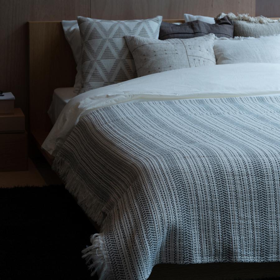 Razat Jacquard Woven Throw White & Black