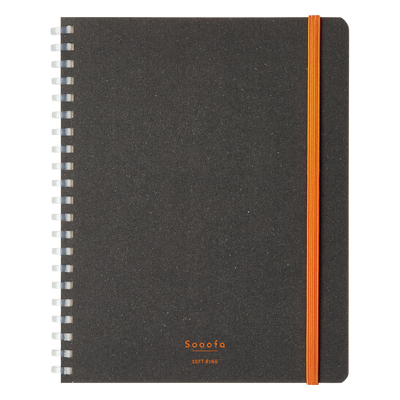 Soft Ring Notebook Sooofa Cardboard 4mm Grid Rule B6 Black