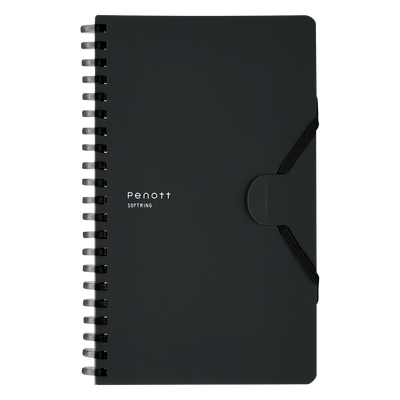 Soft Ring Notebook Penott 5mm Grid Rule B6 70 Sheets Black