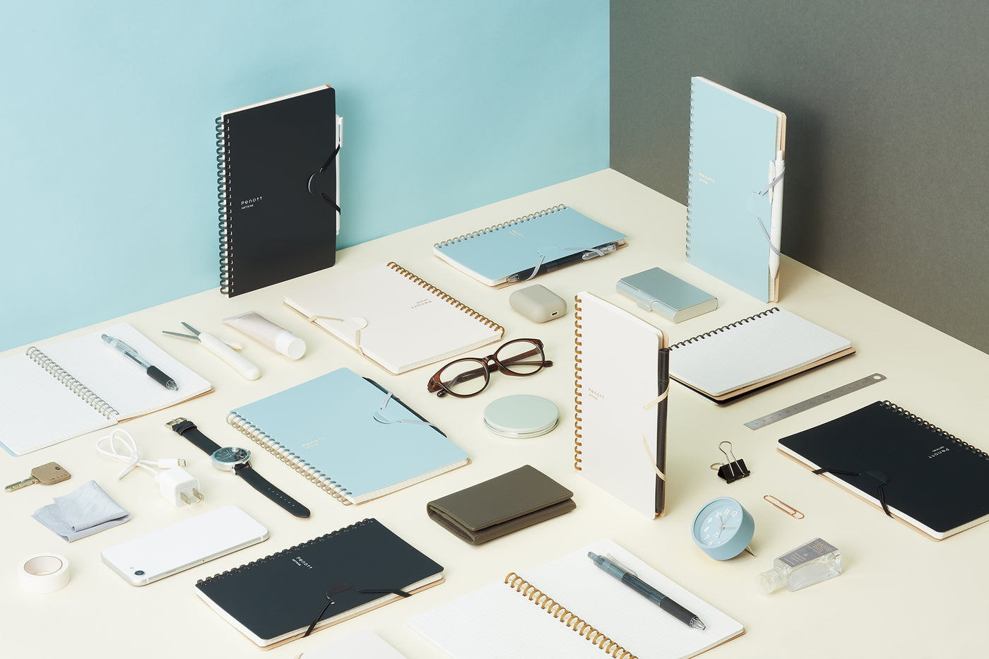 Soft Ring Notebook Penott 5mm Grid Rule B6 70 Sheets Black