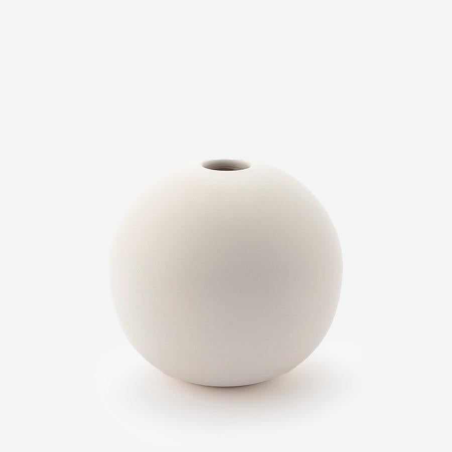 White Ceramic Sphere Flower Vase
