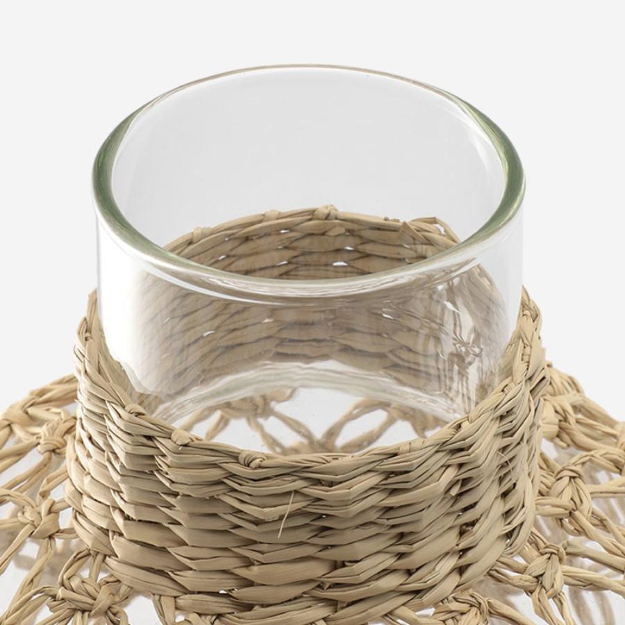 Hand-Blown Glass Vase with Rattan Weave Small