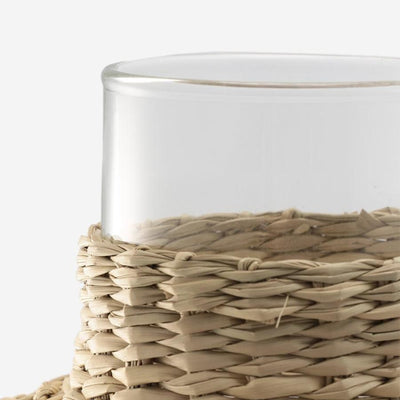 Hand-Blown Glass Vase with Rattan Weave Small