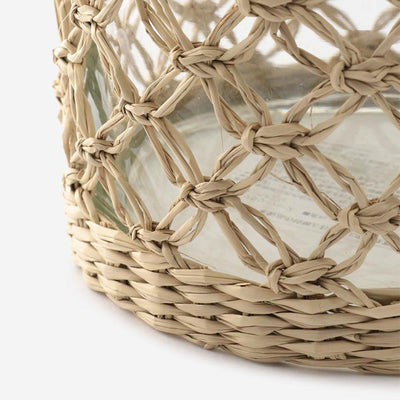 Hand-Blown Glass Vase with Rattan Weave Small