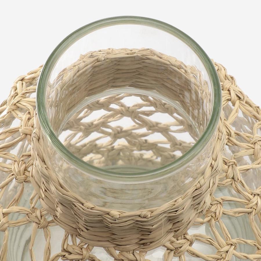 Hand-Blown Glass Vase with Rattan Weave Small