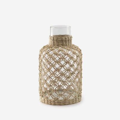 Hand-Blown Glass Vase with Rattan Weave Small