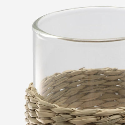 Hand-Blown Glass Vase with Rattan Weave Large