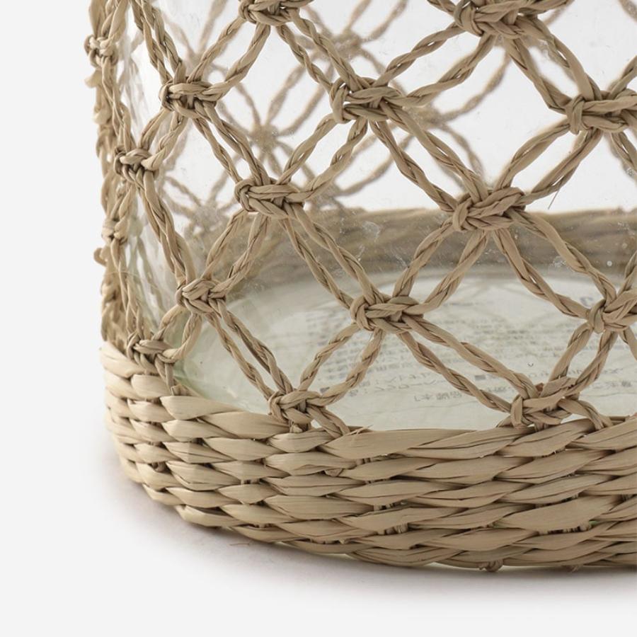 Hand-Blown Glass Vase with Rattan Weave Large