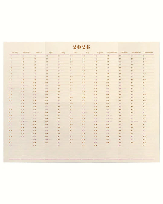 One Year Wall Calendar 2026