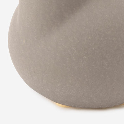 Ceramic Vase Object with Rattan Handle Grey