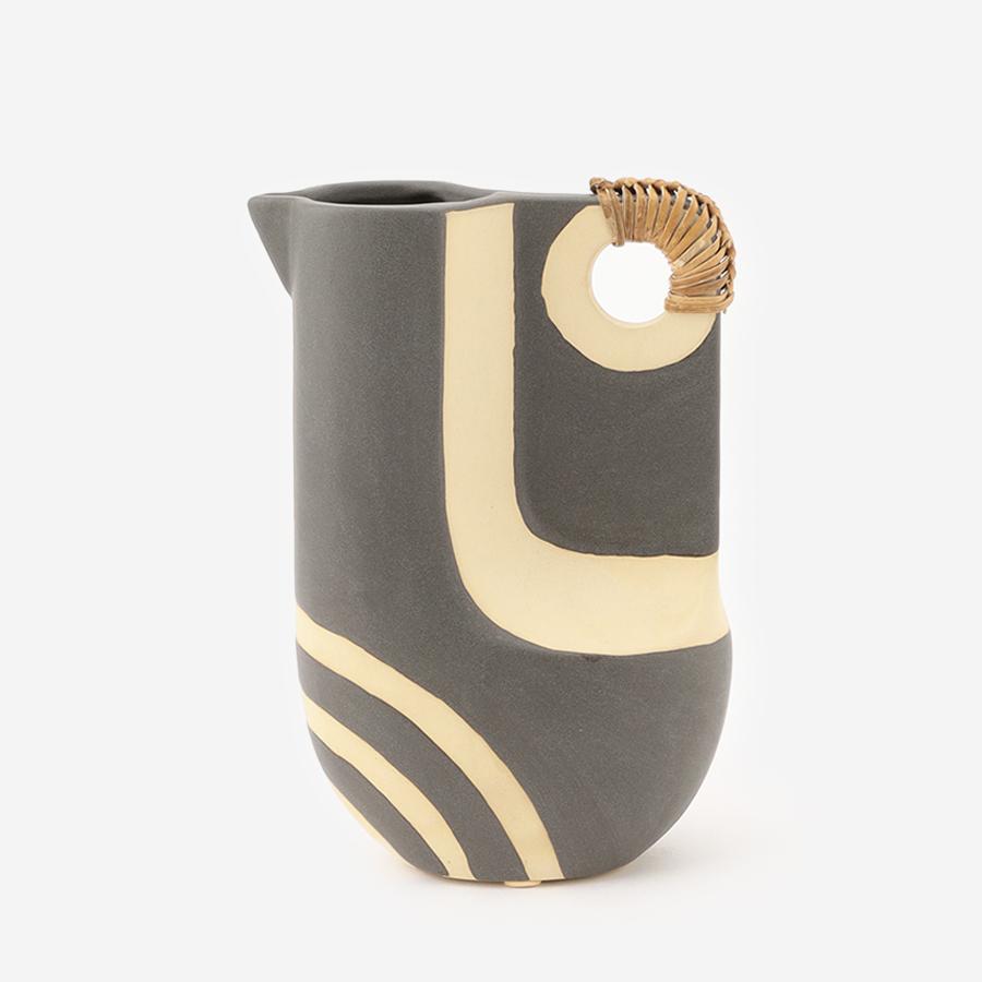 Birdie Ceramic Object with Rattan Handle