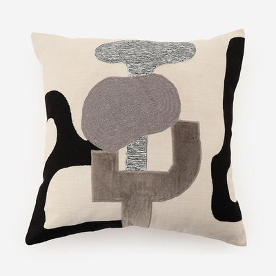 Applique Cushion Cover 45cm White & Black