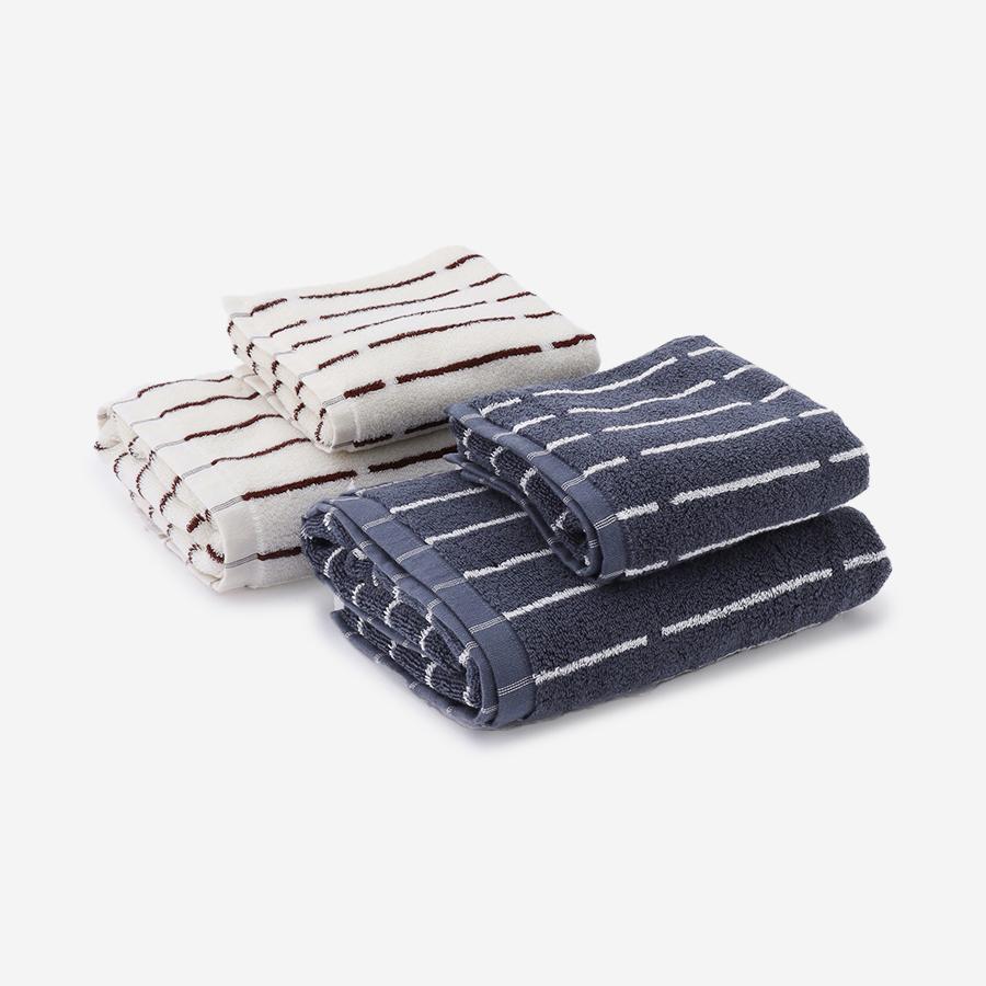 Kuvio Bath Towel Navy & White