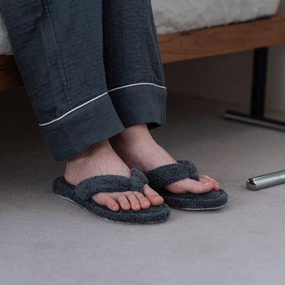 Cotton Pile Room Slippers Medium Charcoal Grey