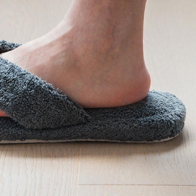 Cotton Pile Room Slippers Large Charcoal Grey