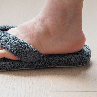 Cotton Pile Room Slippers Medium Charcoal Grey